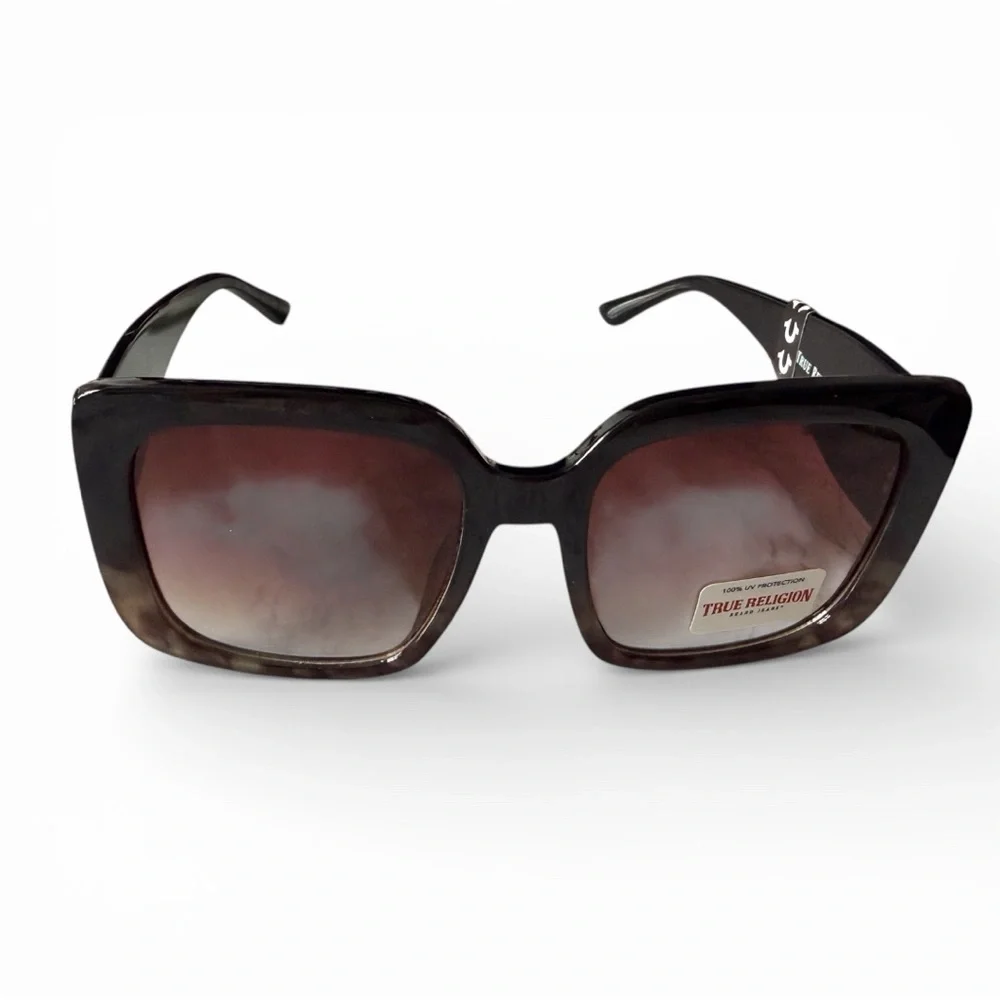 True Religion Sunglasses – Transparent Brown Frame, Gold TR Logo, Designer Eyewe - Picture 2 of 5